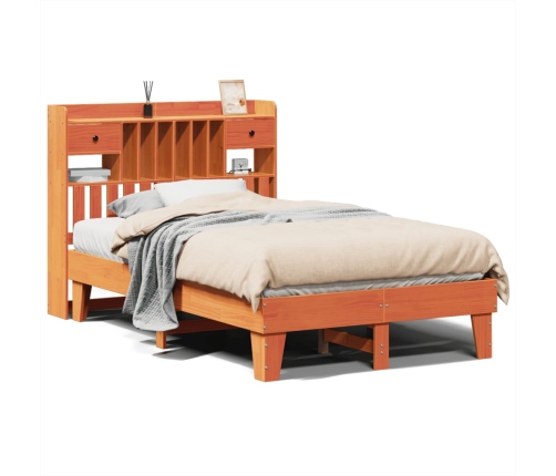 Estructura de cama sin colchón madera maciza marrón 120x190 cm