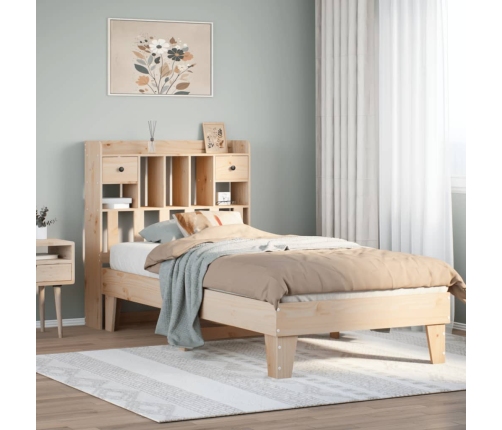 Estructura de cama sin colchón madera maciza de pino 90x190 cm