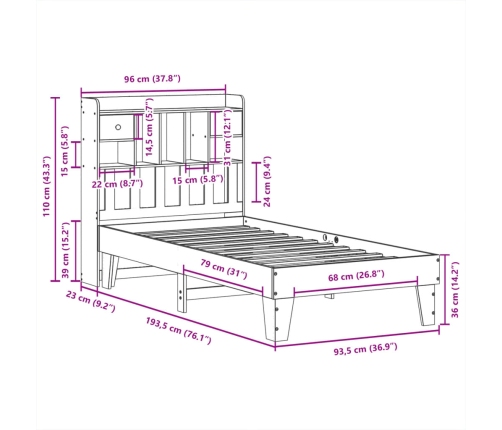 Estructura de cama sin colchón madera maciza blanca 90x190 cm