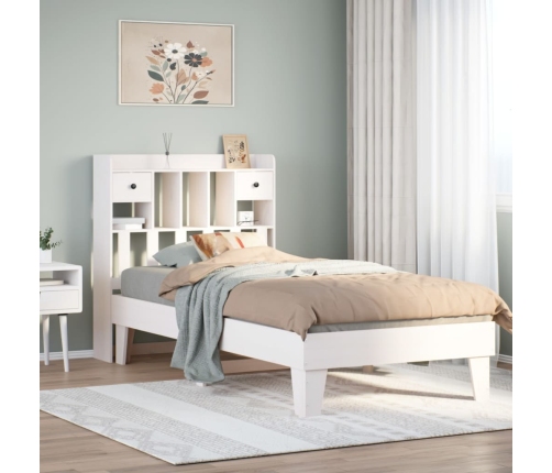 Estructura de cama sin colchón madera maciza blanca 90x190 cm