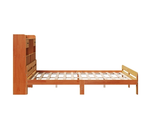 Cama con estantería sin colchón madera maciza marrón 180x200cm