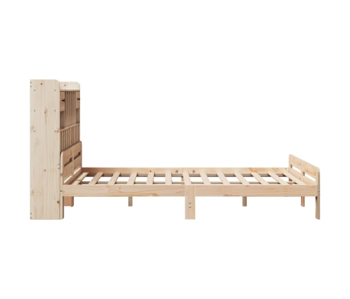 Cama con estantería sin colchón madera maciza de pino 150x200cm