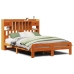 Cama con estantería sin colchón madera maciza marrón 140x200 cm