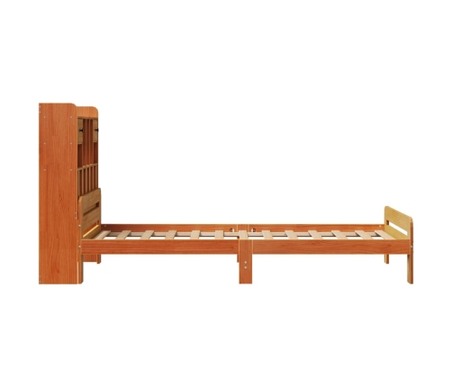 Cama con estantería sin colchón madera maciza marrón 100x200 cm