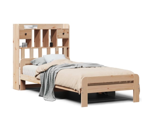 Cama con estantería sin colchón madera maciza de pino 90x200 cm