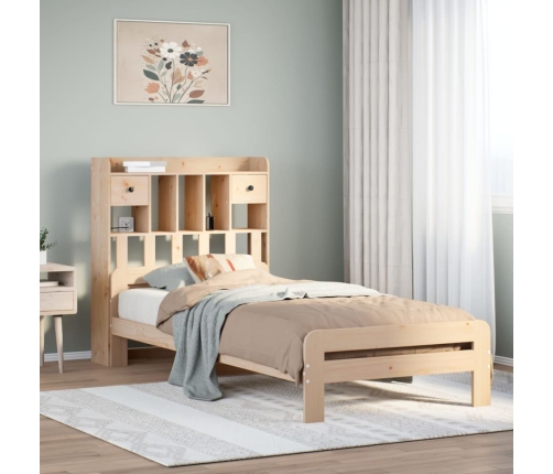 Cama con estantería sin colchón madera maciza de pino 90x200 cm