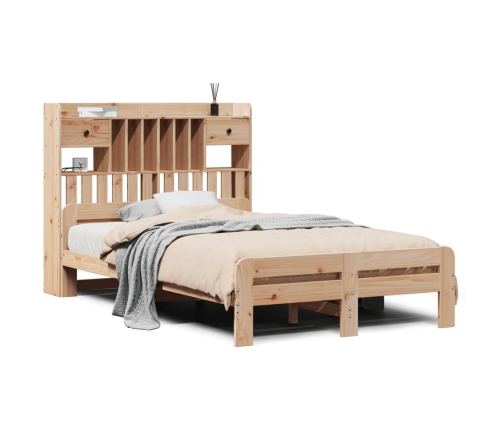 Cama con estantería sin colchón madera maciza de pino 120x190cm