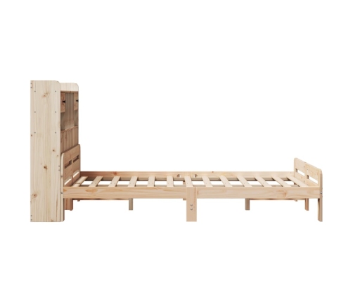 Cama con estantería sin colchón madera maciza de pino 120x190cm