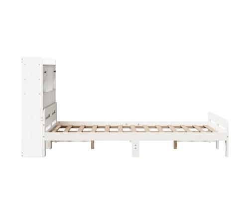 Cama con estantería sin colchón madera maciza blanca 120x190 cm