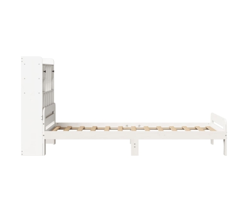 Cama con estantería sin colchón madera maciza blanca 75x190 cm