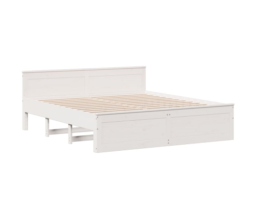 Cama con estantería sin colchón madera maciza blanca 180x200 cm