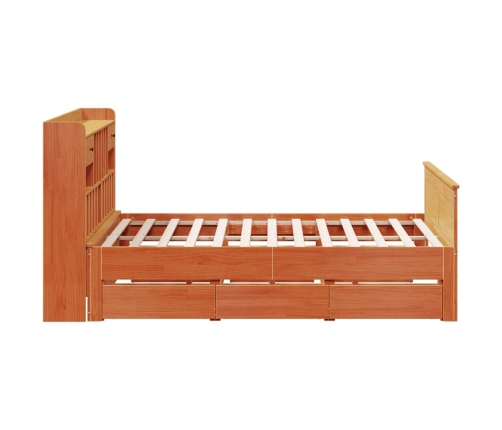 Cama con estantería sin colchón madera maciza marrón 180x200cm