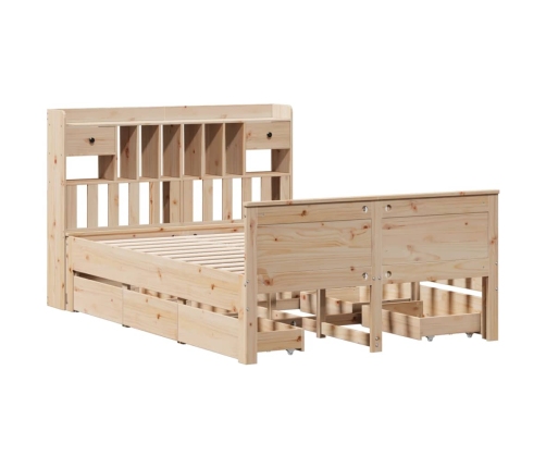 Cama con estantería sin colchón madera maciza de pino 160x200cm
