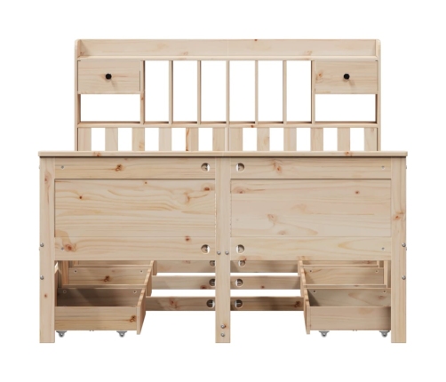 Cama con estantería sin colchón madera maciza de pino 160x200cm