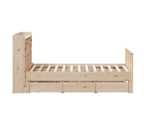 Cama con estantería sin colchón madera maciza de pino 160x200cm