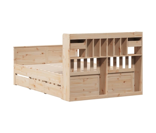 Cama con estantería sin colchón madera maciza de pino 160x200cm