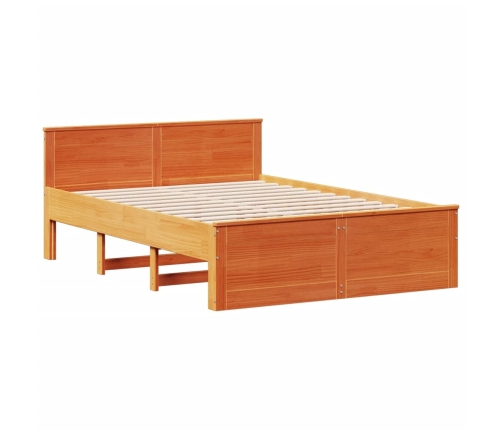 Cama con estantería sin colchón madera maciza marrón 160x200 cm