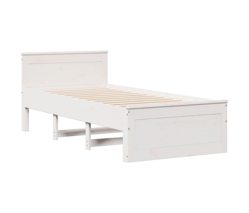 Cama con estantería sin colchón madera maciza blanca 100x200 cm