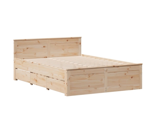 Cama con estantería sin colchón madera maciza de pino 140x190cm