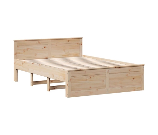 Cama con estantería sin colchón madera maciza de pino 140x190cm