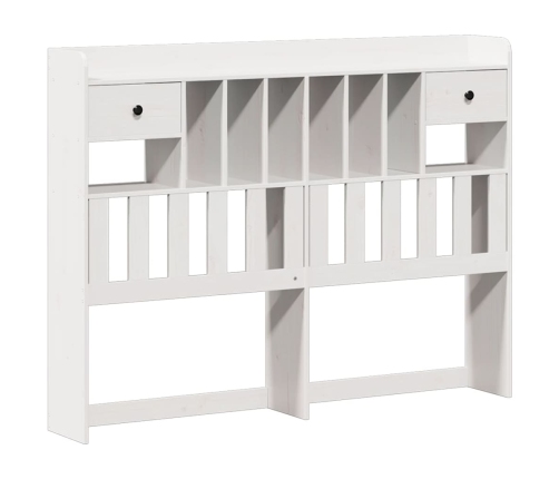 Cama con estantería sin colchón madera maciza blanca 140x190 cm
