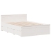 Cama con estantería sin colchón madera maciza blanca 140x190 cm