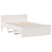 Cama con estantería sin colchón madera maciza blanca 140x190 cm