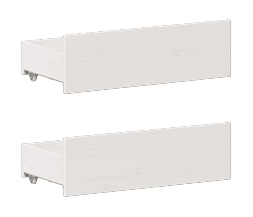 Cama con estantería sin colchón madera maciza blanca 140x190 cm