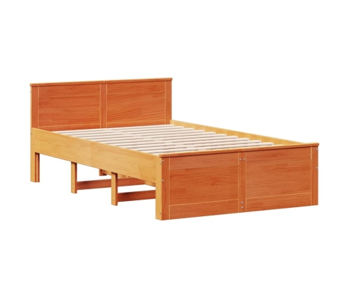 Cama con estantería sin colchón madera maciza marrón 135x190cm