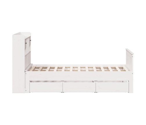 Cama con estantería sin colchón madera maciza blanca 120x190 cm