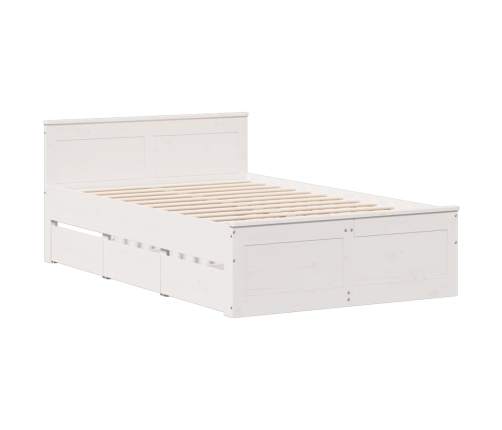 Cama con estantería sin colchón madera maciza blanca 120x190 cm