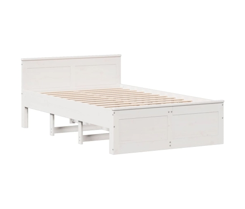 Cama con estantería sin colchón madera maciza blanca 120x190 cm