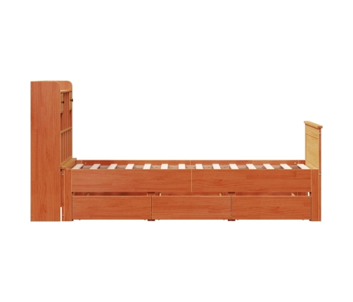 Cama con estantería sin colchón madera maciza marrón 90x190 cm