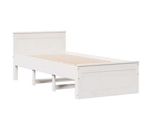 Cama con estantería sin colchón madera maciza blanca 75x190 cm