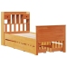 Cama con estantería sin colchón madera maciza marrón 75x190 cm