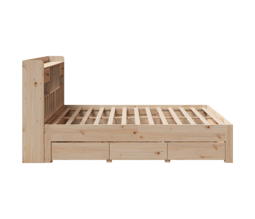 Cama con estantería sin colchón madera maciza de pino 200x200cm