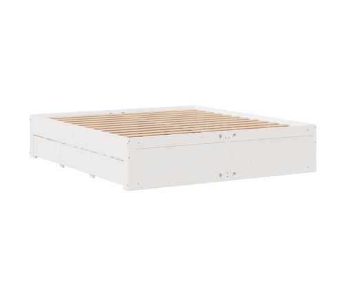 Cama con estantería sin colchón madera maciza blanca 200x200 cm