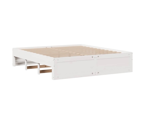 Cama con estantería sin colchón madera maciza blanca 200x200 cm