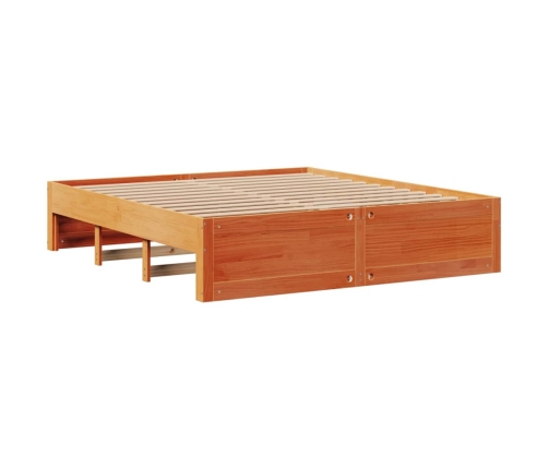 Cama con estantería sin colchón madera maciza marrón 200x200 cm