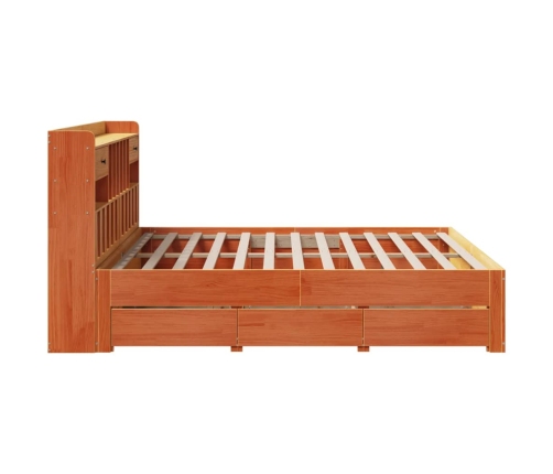 Cama con estantería sin colchón madera maciza marrón 200x200 cm