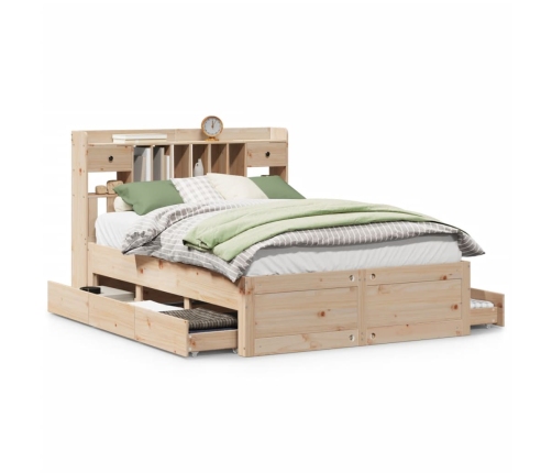 Cama con estantería sin colchón madera maciza de pino 150x200cm