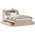 Cama con estantería sin colchón madera maciza de pino 150x200cm