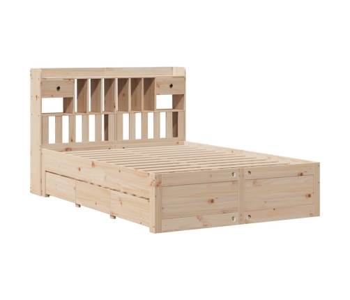 Cama con estantería sin colchón madera maciza de pino 150x200cm