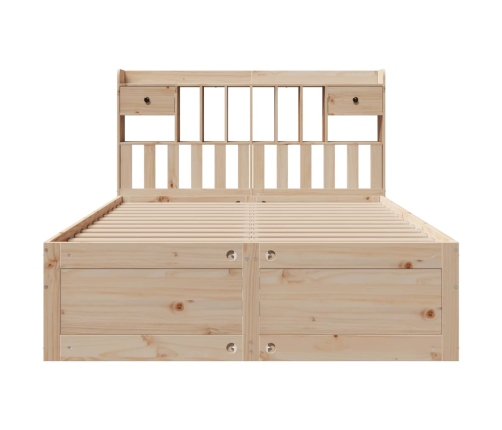 Cama con estantería sin colchón madera maciza de pino 150x200cm