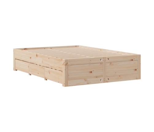 Cama con estantería sin colchón madera maciza de pino 150x200cm