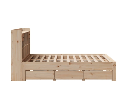 Cama con estantería sin colchón madera maciza de pino 150x200cm