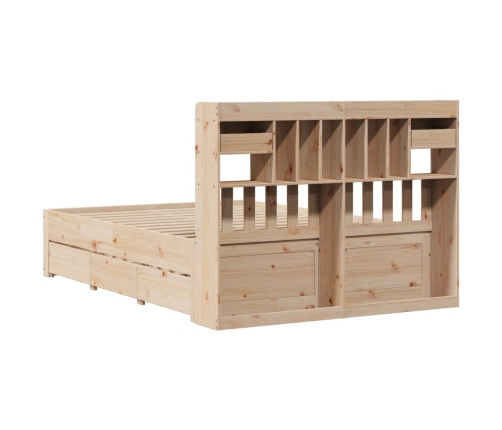 Cama con estantería sin colchón madera maciza de pino 150x200cm