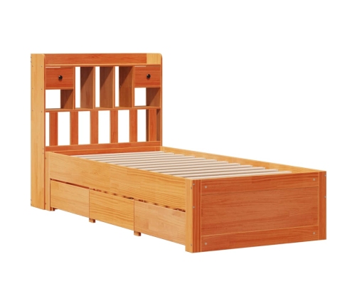 Cama con estantería sin colchón madera maciza marrón 100x200 cm