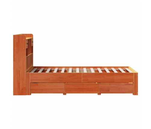 Cama con estantería sin colchón madera maciza marrón 100x200 cm