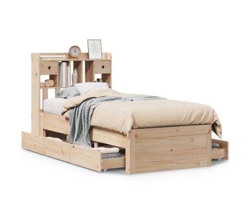 Cama con estantería sin colchón madera maciza de pino 90x200 cm